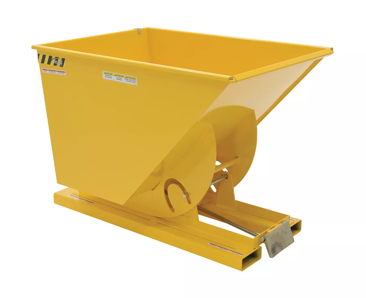1 CuYd 70 Degree Light Duty Self Dumping Hopper w/ Bumper Release - Yellow