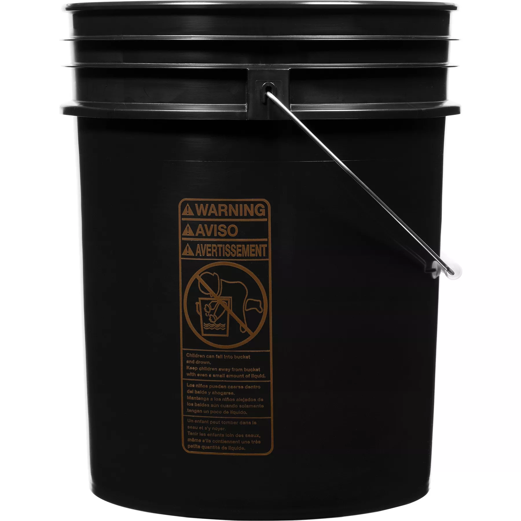 5 Gallon Black Regrind Plastic Pail (90 mil), w/Metal Handle (P7 Series)