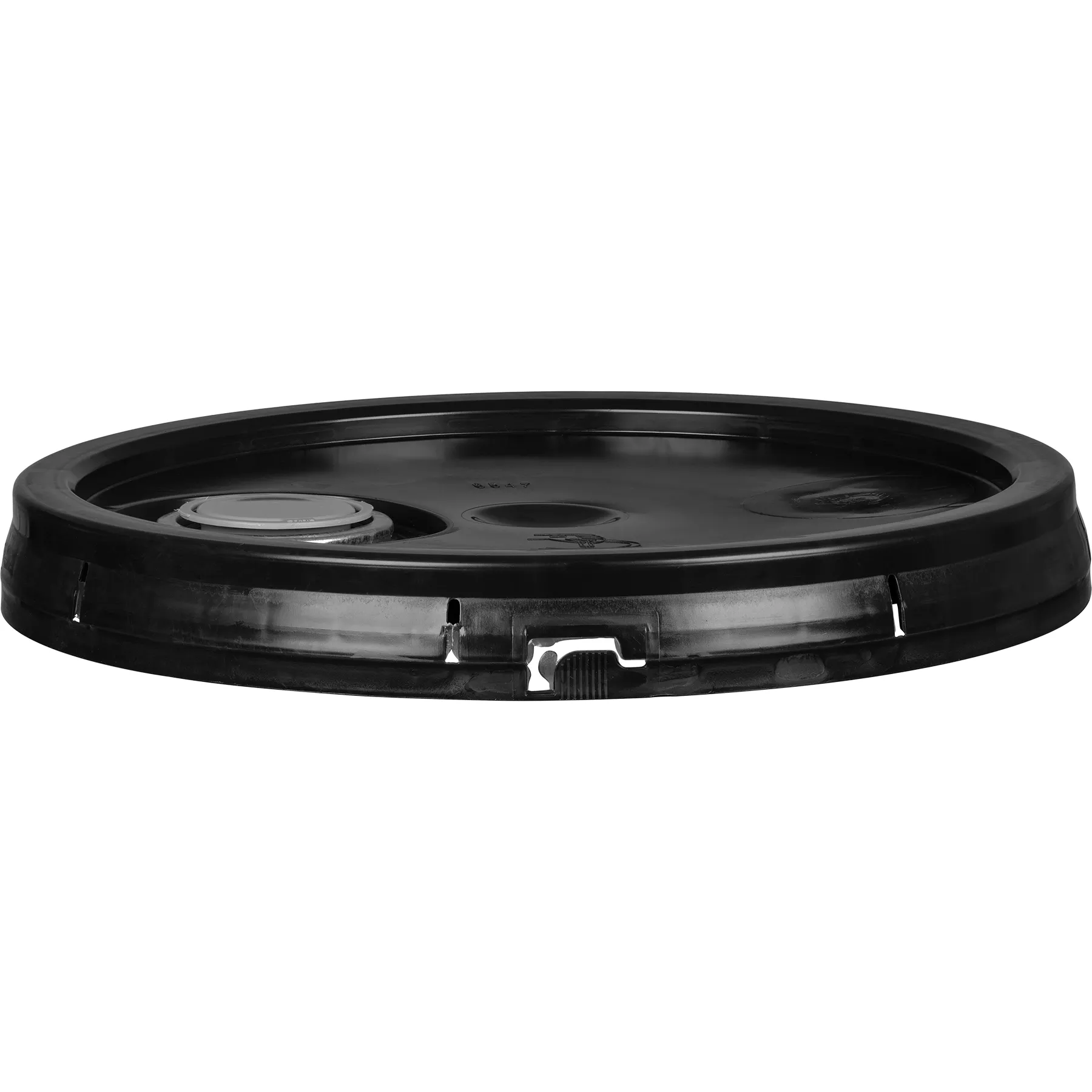 5 Gallon Black Tear Strip Plastic Pail Lid w/Rieke Flexspout (P6 Series), Non-UN Rated