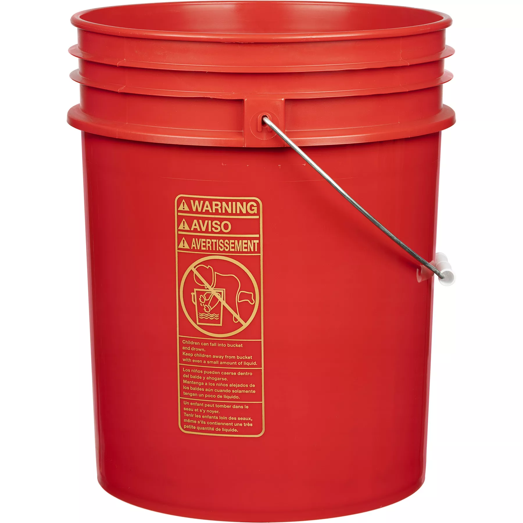 5 Gallon Red Plastic Pail (90 mil), w/Metal Handle (P7 Series)