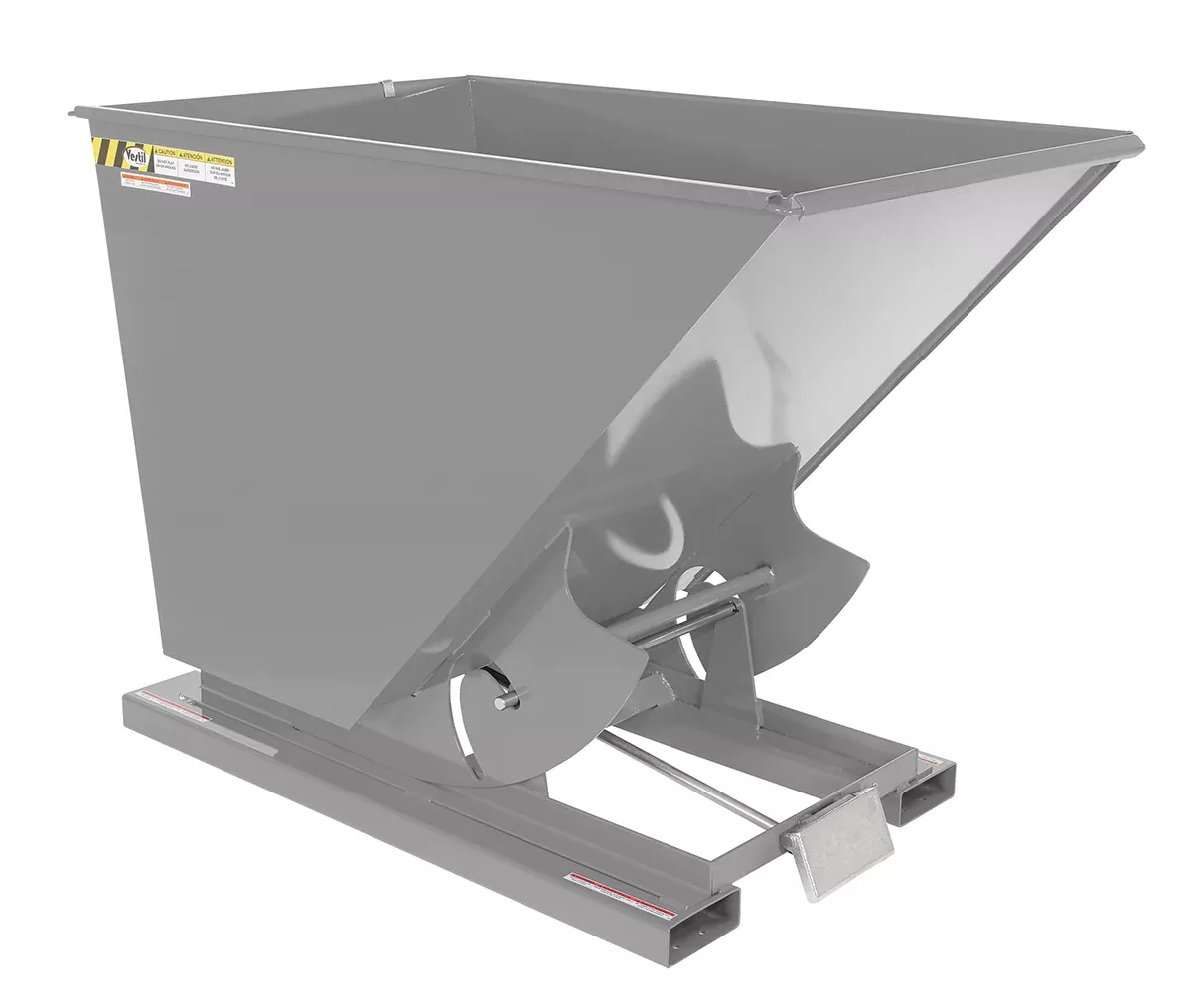 Vestil Heavy-Duty Self-Dumping Steel Hopper - 1.5 Cubic Yards Capacity - D-150-HD-GY-MG