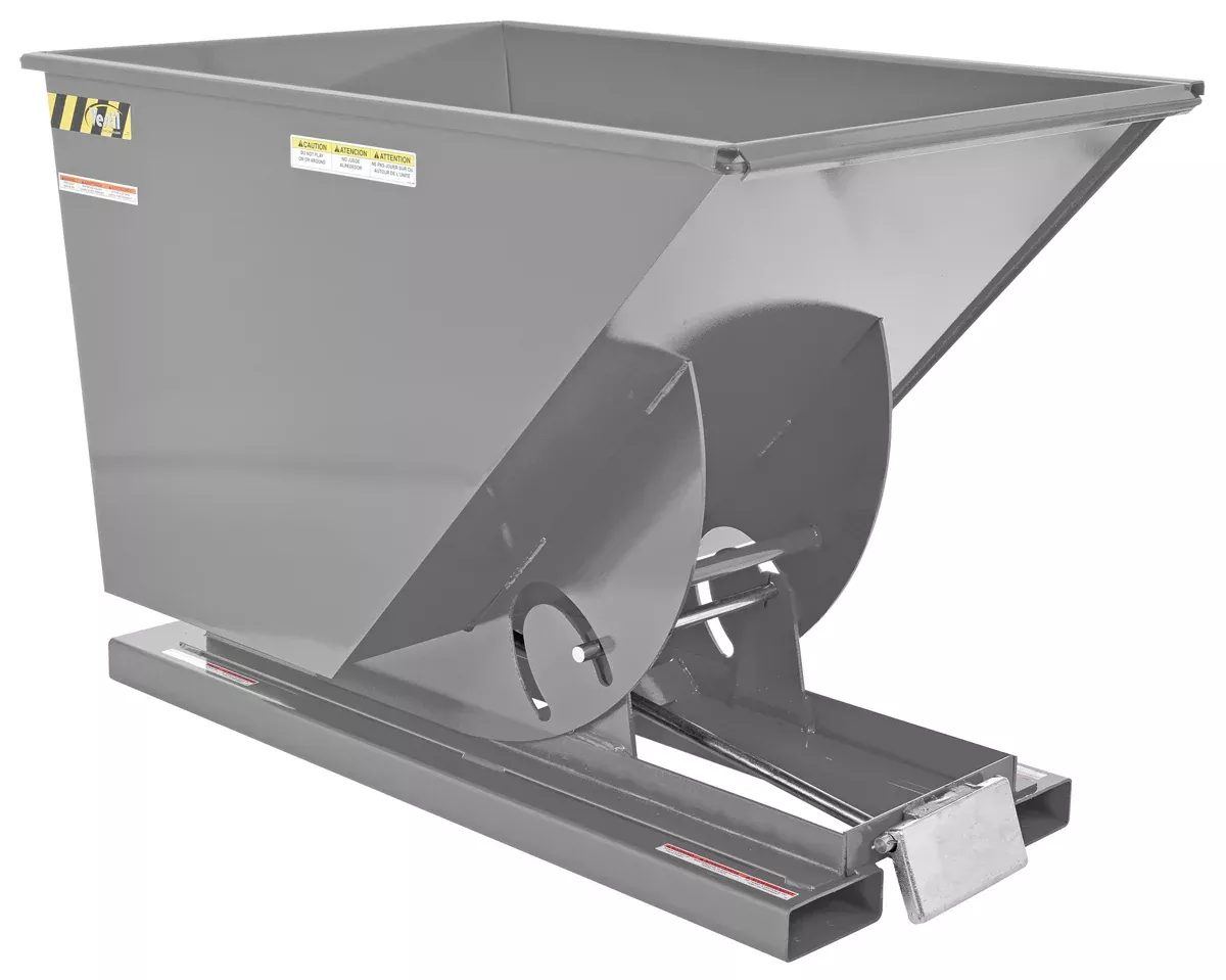 Vestil Medium-Duty Self-Dumping Steel Hopper - 1 Cubic Yard Capacity - D-100-MD-GY-MG
